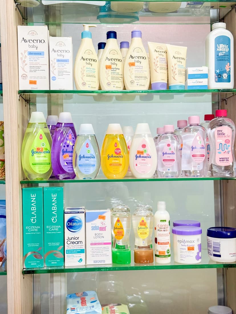 Baby care products including Aveeno and Johnson's