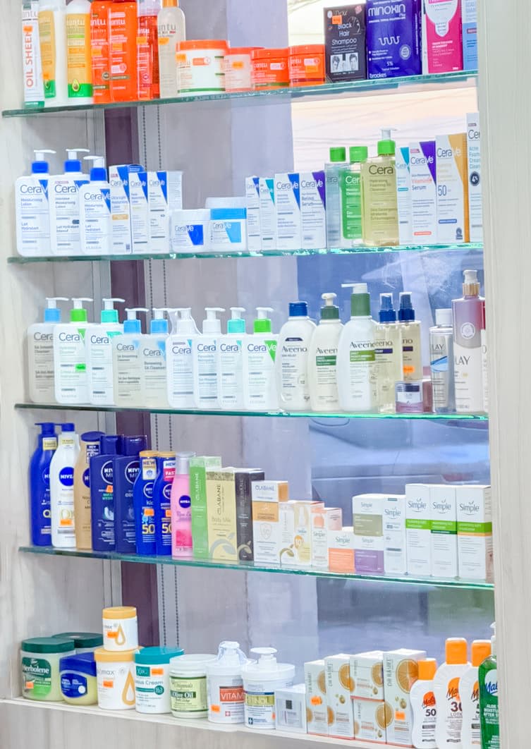 Beauty products — wide display