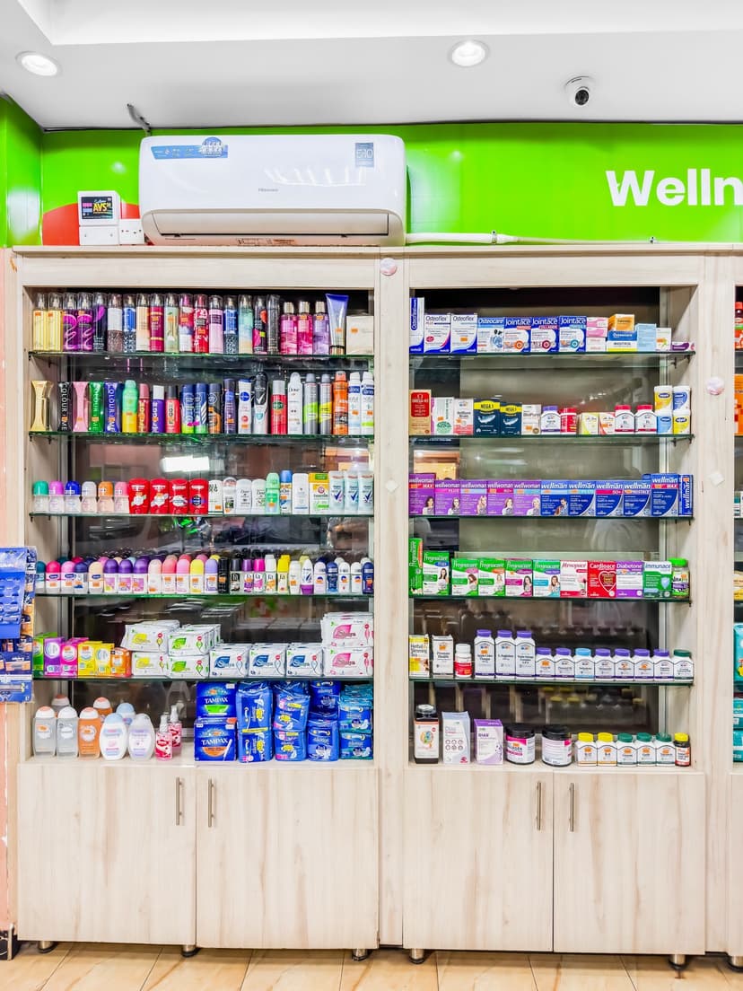 Wellness and personal care shelves at Medal Pharmacy